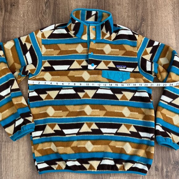 Patagonia Synchilla Geometric Aztec Tribal Print Snap T Sz M - Picture 5 of 10